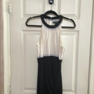 Elegant Black and White Sleeveless Dress